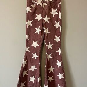 Mauve Flare Pants with White Stars